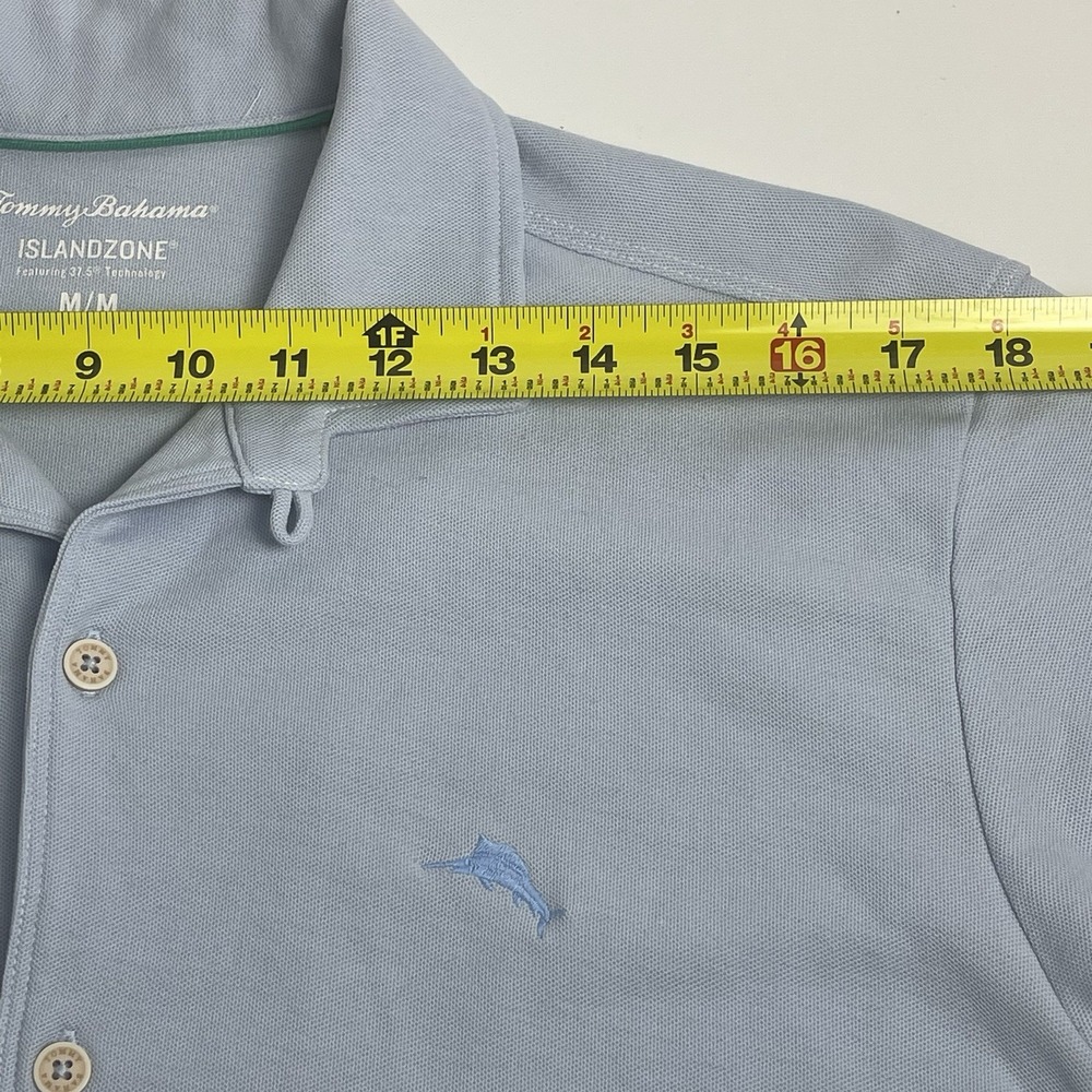 Tommy Bahama Island Zone Medium Blue Supima Camp Loop Collar 37.5 Technology - Picture 9 of 13
